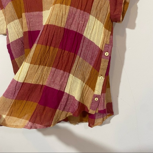 NWT Anthropologie Isabella Sinclair Posey Plaid Top Pink Rose Medium - Picture 4 of 8